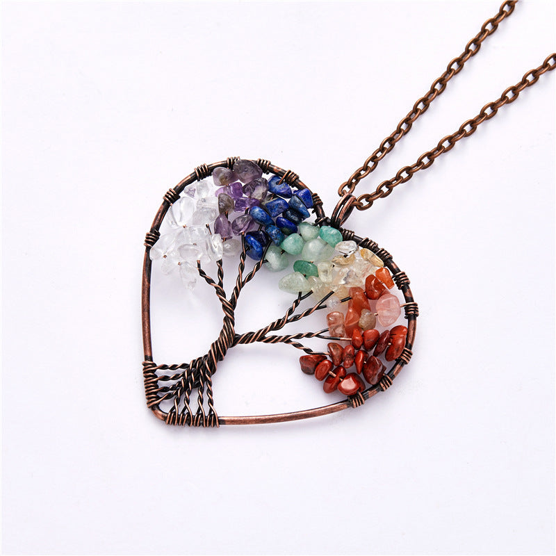 Natural Crystal Lucky Tree Of Life Necklace