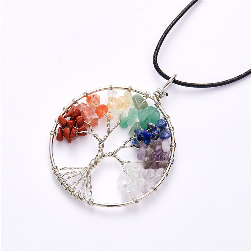 Natural Crystal Lucky Tree Of Life Necklace