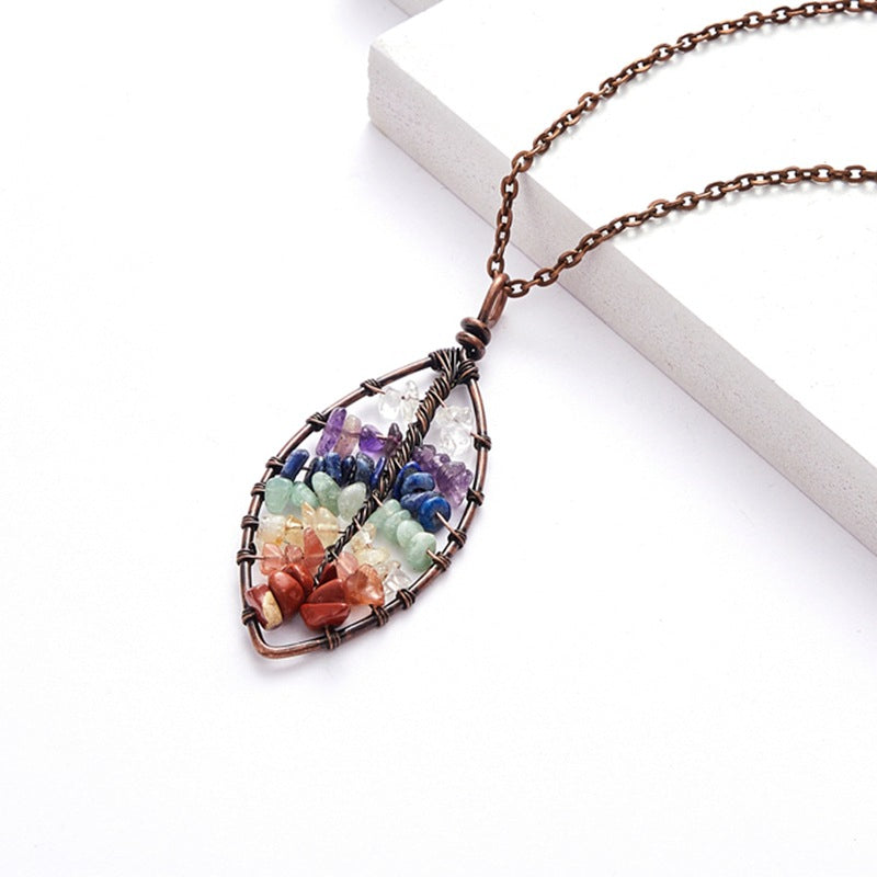 Natural Crystal Lucky Tree Of Life Necklace