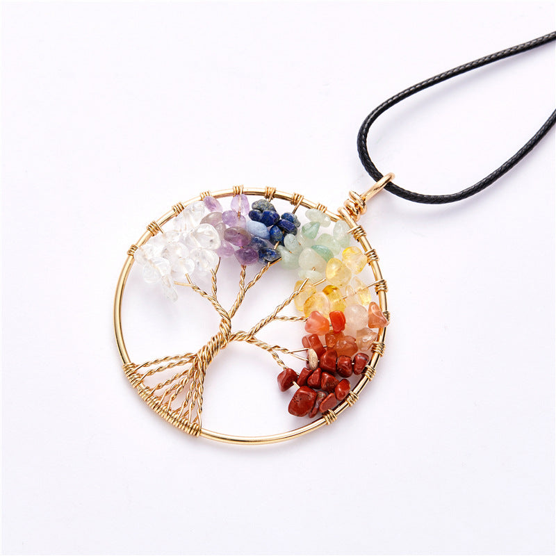 Natural Crystal Lucky Tree Of Life Necklace