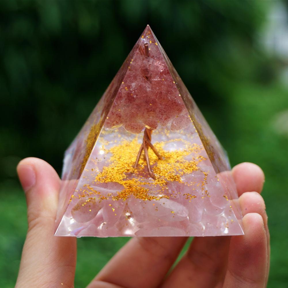 Rose Quartz Tree Of Life Orgone Pyramid