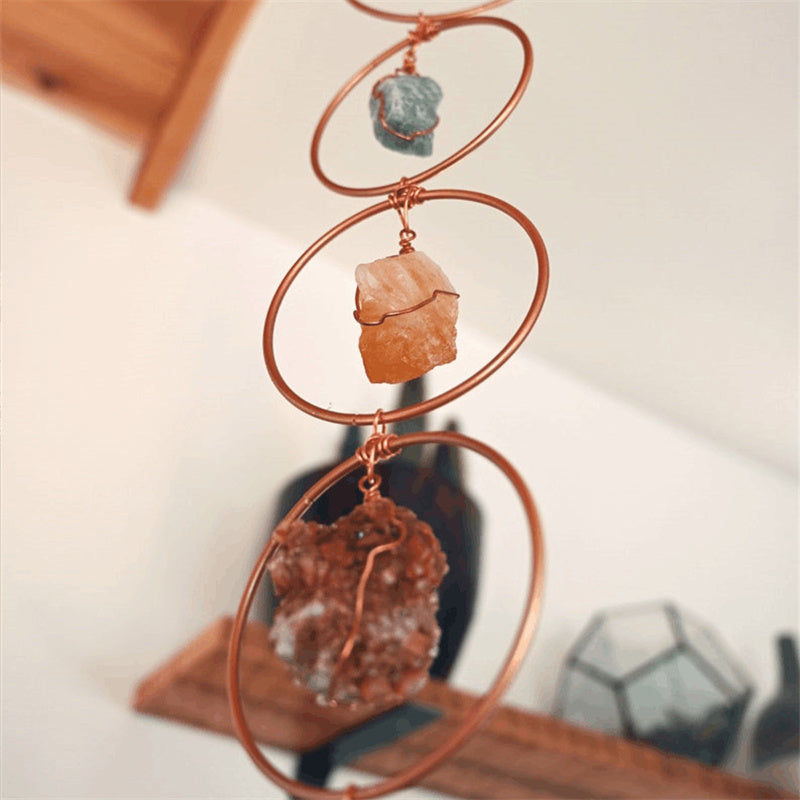 Raw Crystal Seven Chakra Rings Hanging Wall Decoration