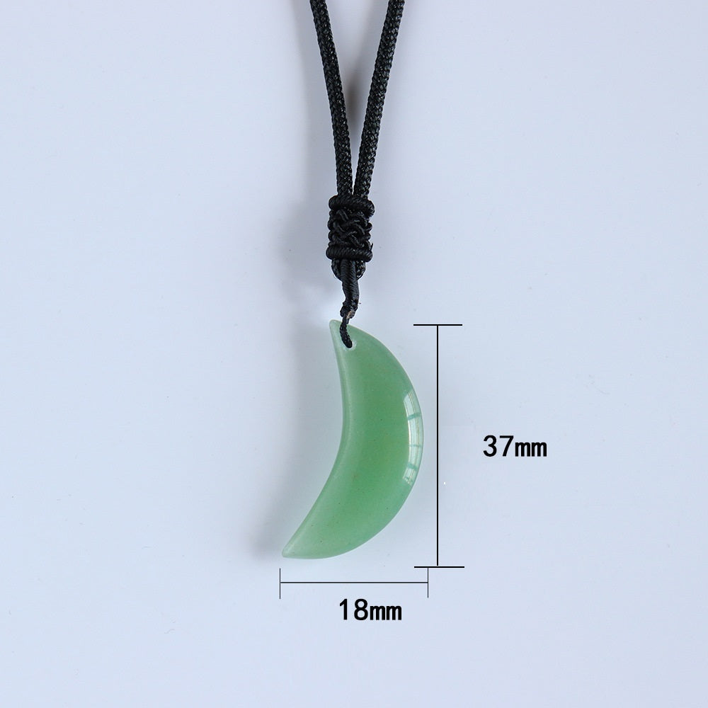 Natural Crystal Crescent Pendant