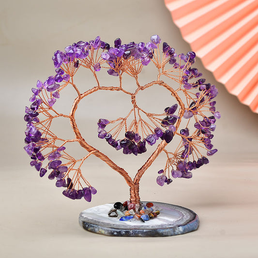 Amethyst Heart-shaped Crystal Fortune Tree Of Life