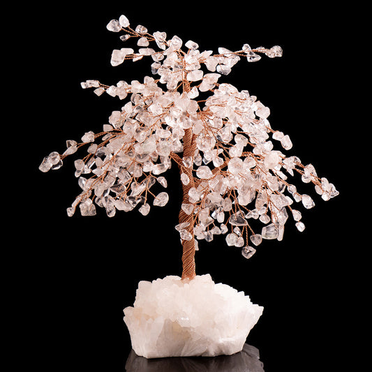 Crystal Fortune Tree Of Life On Solid White Quartz Base