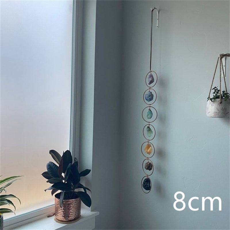 Raw Crystal Seven Chakra Rings Hanging Wall Decoration