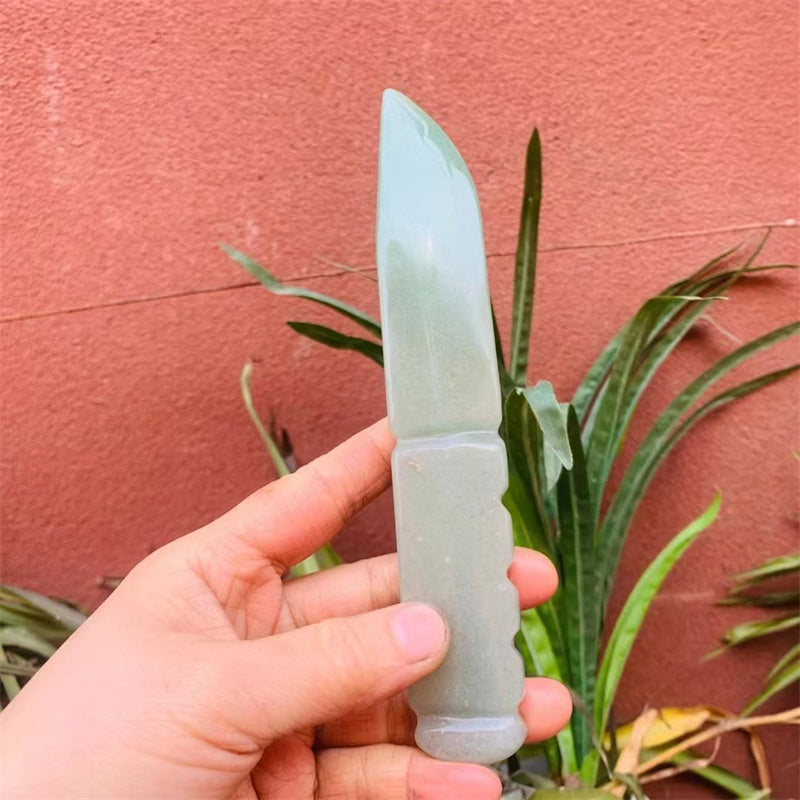 Natural Green Aventurine Dagger Carved Crystal Ornament