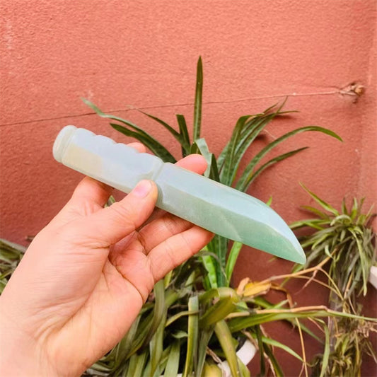 Natural Green Aventurine Dagger Carved Crystal Ornament