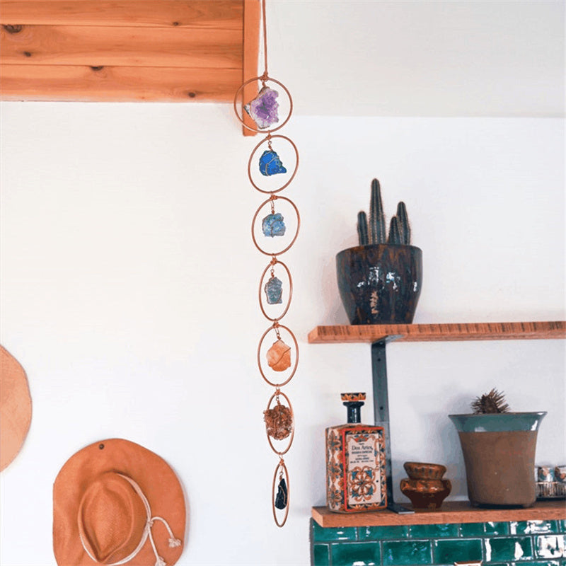 Raw Crystal Seven Chakra Rings Hanging Wall Decoration