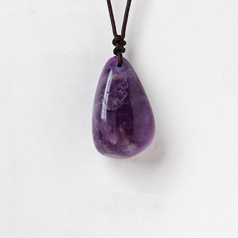 Natural Healing Crystal Polished Teardrop Pendant Necklace