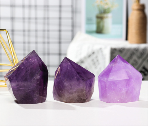 Amethyst LED Nightlight Lamp on Wooden Base