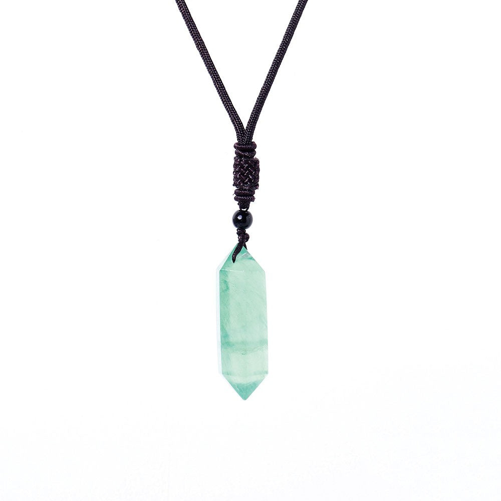 Raw Crystal Energy Stone Woven Pendant Necklace