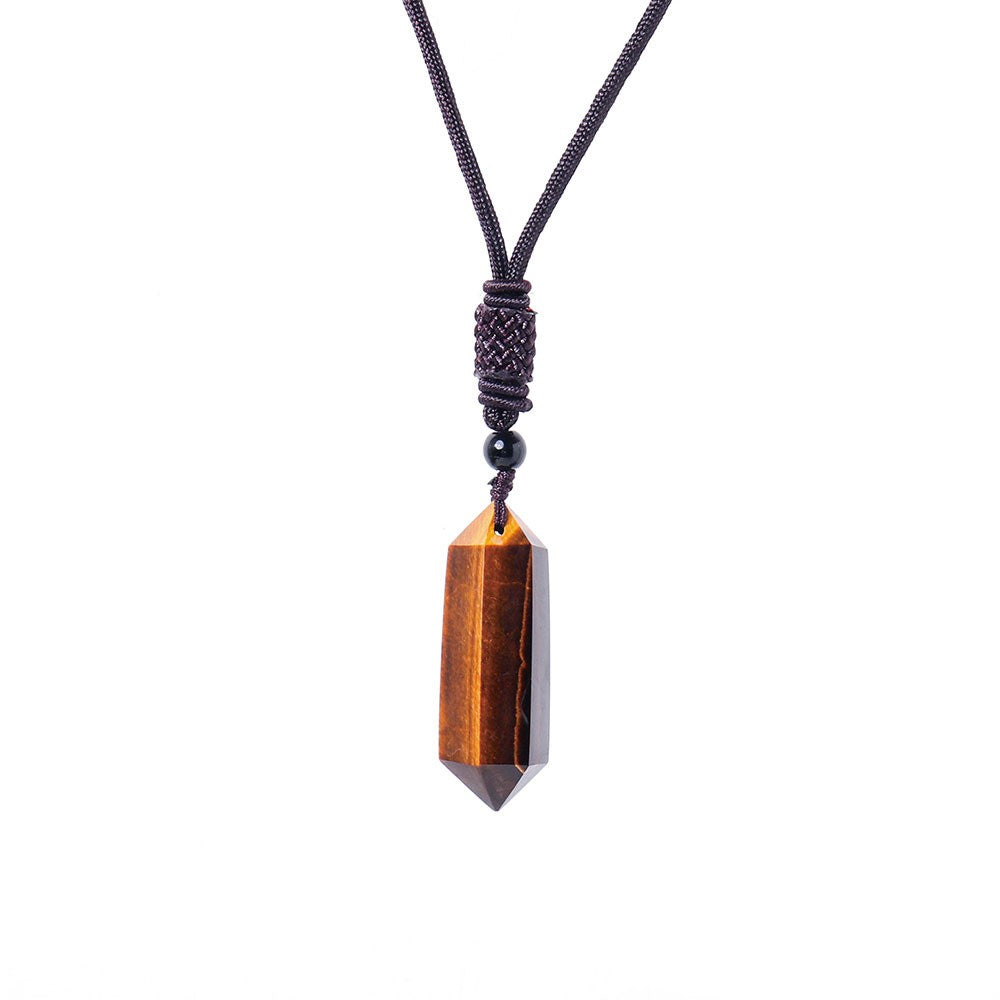 Raw Crystal Energy Stone Woven Pendant Necklace