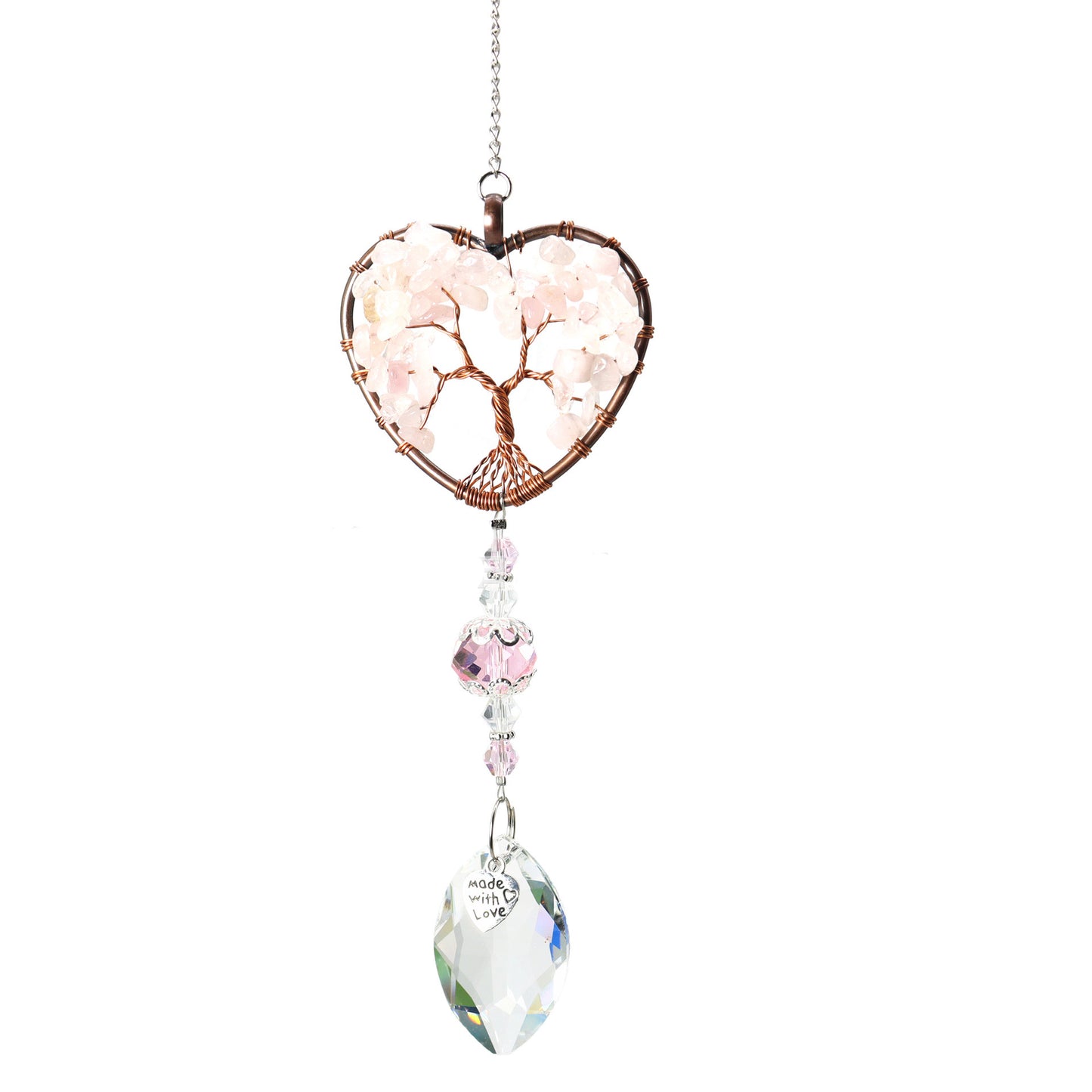 Heart Love Tree Of Life Hanging Crystal Pendant