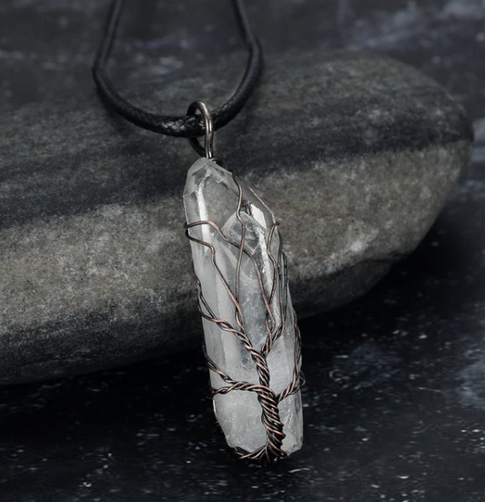 Raw Natural Clear Quartz Pendant Necklace