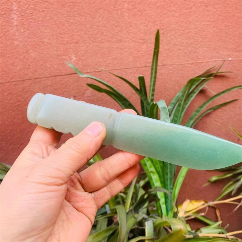 Natural Green Aventurine Dagger Carved Crystal Ornament